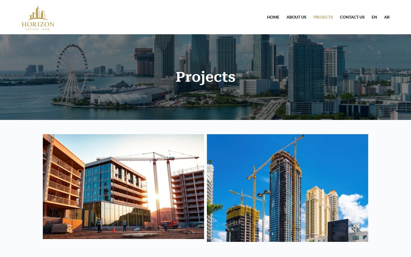 Horizon Capital Team projects page