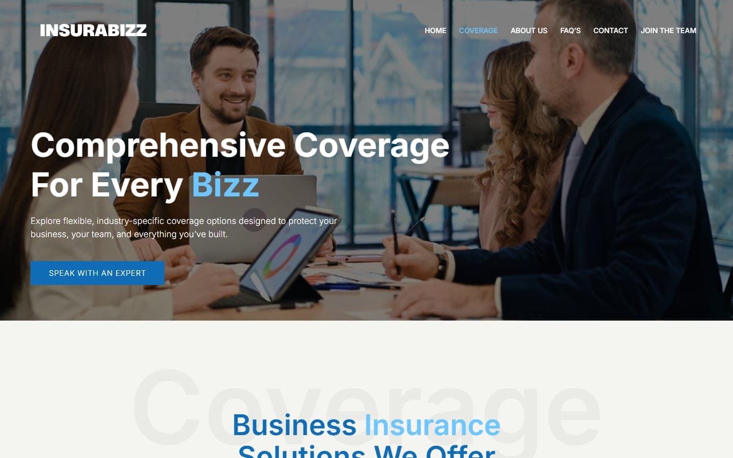 Insurabizz coverage page